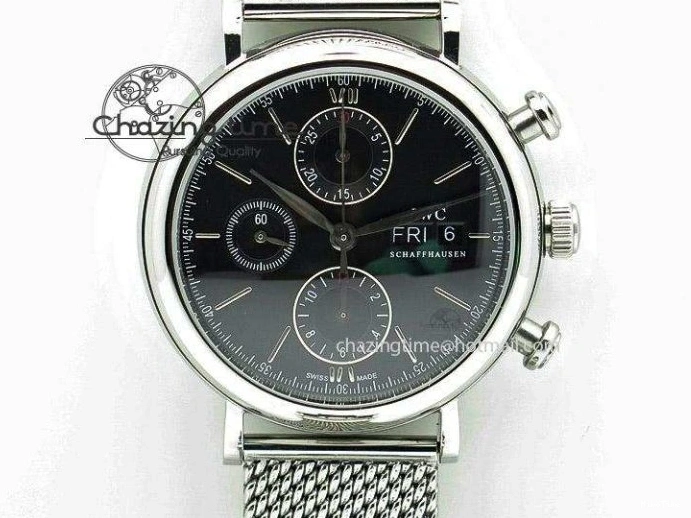 MIROTIME 0129 Snug Portofino IW391022 SS ZK 1:1 Best Edition White Dial Gold Markers On Black Leather Strap A 7130